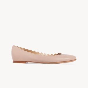 Chloe Lauren nude blush leather scalloped trim ballet flats